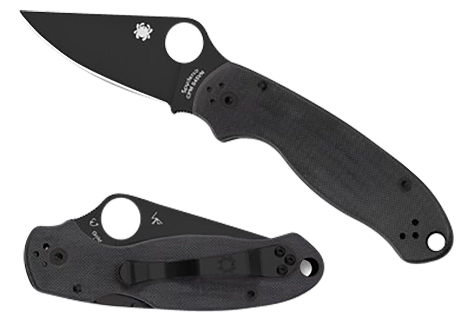 Spyderco C223GPBK Para 3  2.95" Folding Clip Point Plain Black DLC CPM S45VN SS Blade/Black G10 Handle Includes Pocket Clip