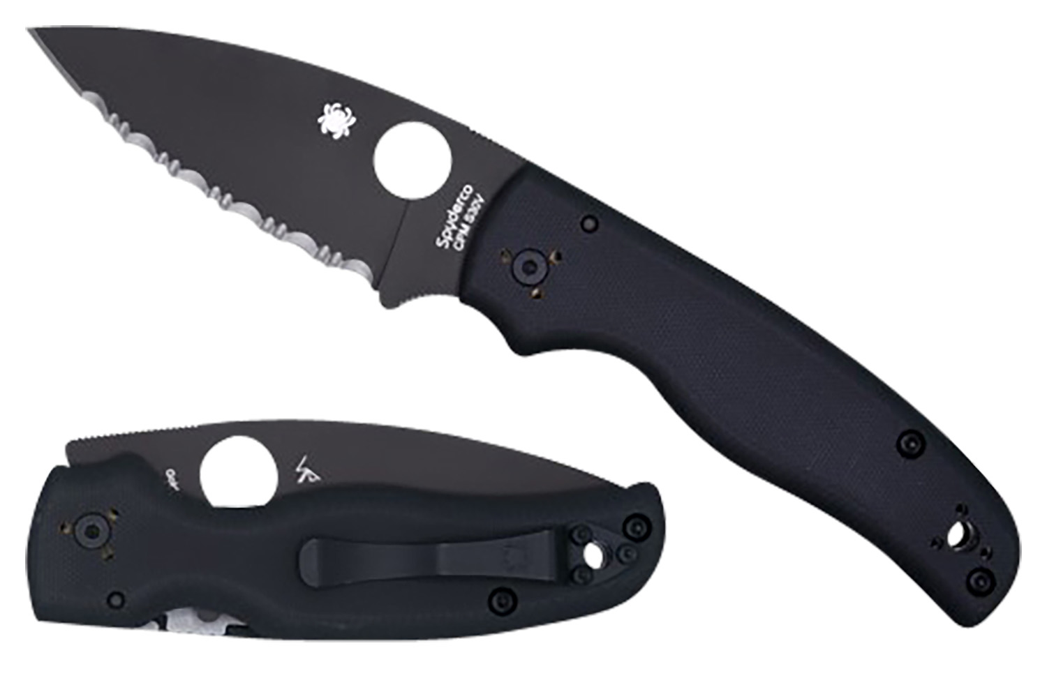Spyderco C229GPBK Shaman  3.58" Folding Plain Black DLC CPM S30V SS Blade/Black Textured G10 Handle Includes Pocket Clip
