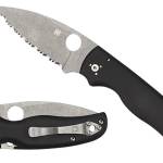 Spyderco C229GS Shaman  3.58" Folding Serrated Stonewashed CPM S30V SS Blade/ Black Textured G10 Handle Includes Pocket Clip