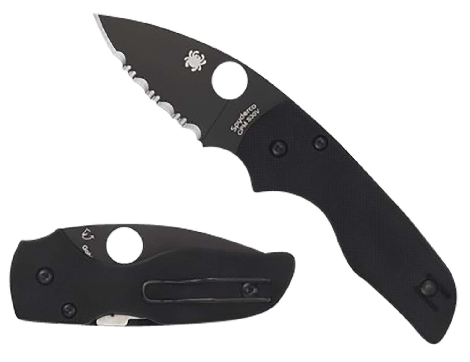 Spyderco C230GPBBK Lil' Native  2.42" Folding Plain Black DLC CPM S30V SS Blade/Black Textured G10 Handle Includes Pocket Clip