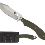 Spyderco FB49GPOD Stok 2.95" Fixed Bowie Plain Stonewashed 8Cr13MoV SS Blade/Olive Drab Textured G10 Handle Includes Sheath w/G-Clip