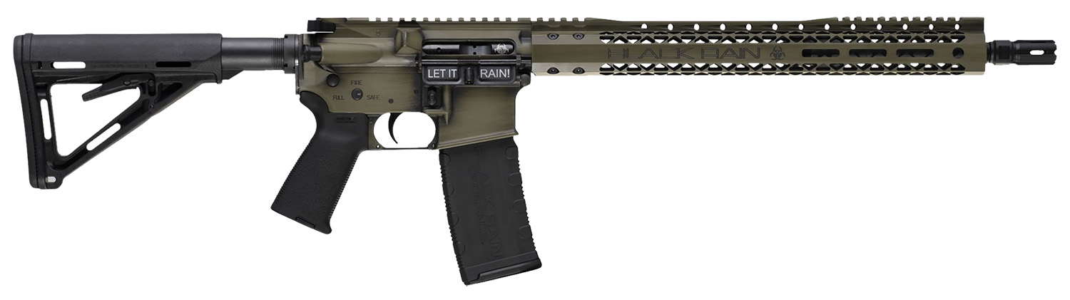 Black Rain Ordnance BROWTPBGB Spec 15+ We The People 5.56x45mm NATO 30+1 16", Green Battleworn with Deep Engraving, 15" Slim M-LOK, Magpul Grip/Carbine Stock, Castle Flash Hider