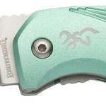 Browning 3220360 Allure  EDC 2.88" Folding Drop Point Plain 7Cr17MoV SS Blade, Mint Green Textured Anodized Aluminum Handle,  Includes Pocket Clip