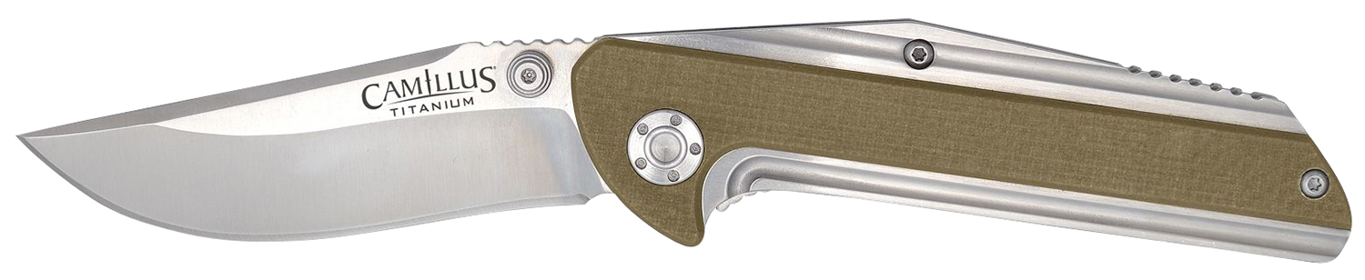 Camillus 19195 Sevens  2.75" Folding Plain Silver AUS-8 Carbonitride Titanium Blade, Desert Tan/SS G10/SS Handle