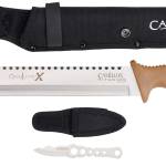 Camillus 19236-003 Carnivore  12" Silver Ti Bonded 440 SS Blade, Brown ABS Handle, 18" Long  Includes Sheath