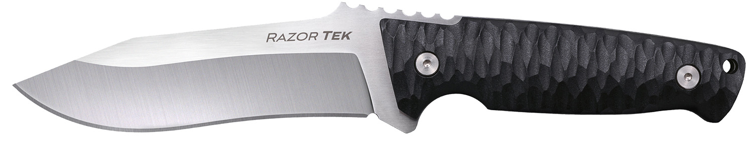 Cold Steel CSFX5RZR Razor Tek  EDC 5" Fixed Clip Point Plain Satin 4116 Krupp SS Blade, 4.63" Black Textured