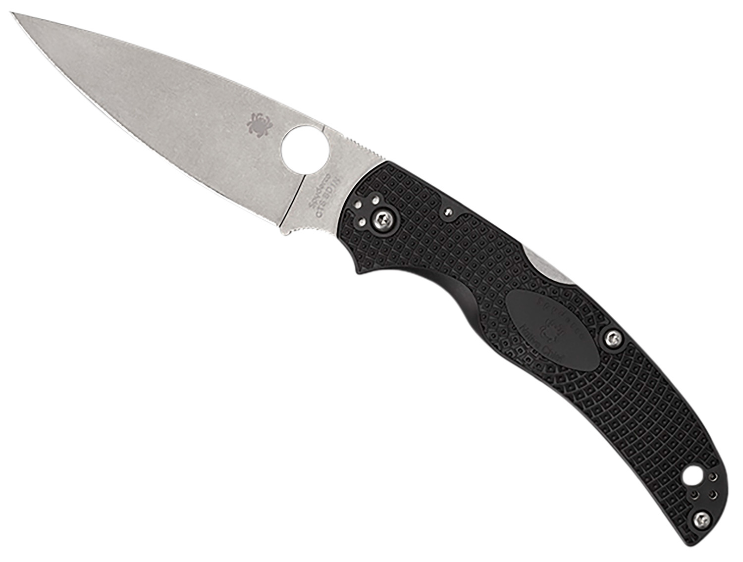 Spyderco C244PBK Native Chief Lightweight 4.02" Folding Plain Stonewashed CTS BD1N SS Blade/Black Textured FRN Handle Includes Pocket Clip