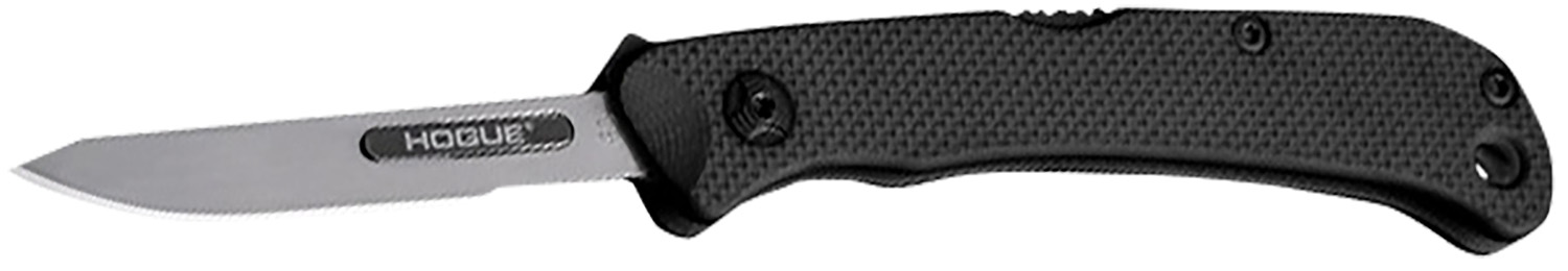 Hogue 35836 Expel  2.50" Folding Scalpel Plain Satin High Carbon Steel Blade, Black Textured G10 Scales/SS Handle
