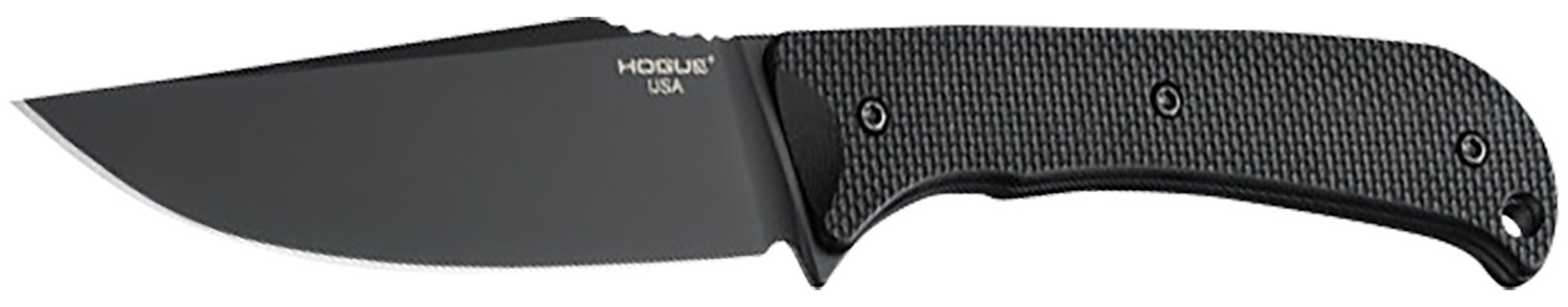 Hogue 35854 Extrak  XL 3.90" Fixed Clip Point Plain Black Cerakote CPM M4 Tool Steel Blade, Black Textured G10 Scales Handle