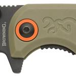Browning 3220513 Buckmark Slim EDC 3.13" Folding Drop Point Plain Black Oxide D2 Steel Blade, Sage Textured Polymer Handle