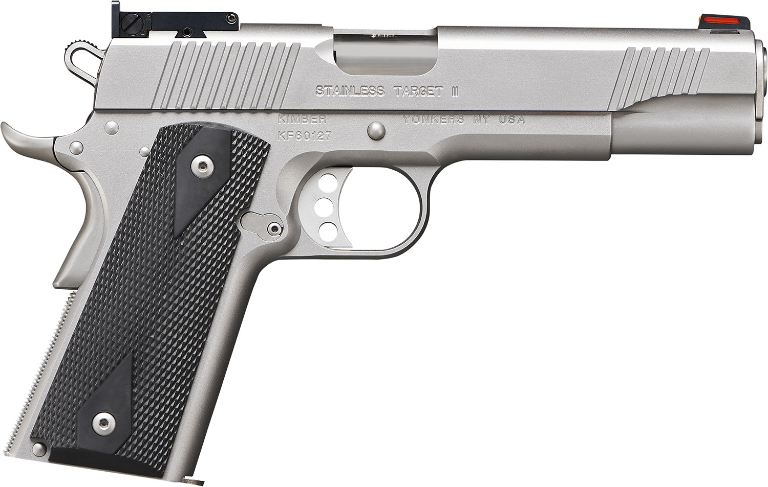 Kimber Mfg.,inc 3200107CA Stainless Target II (CA) 10mm 8+1 5" Satin Silver Front Serrations Stainless Steel Slide Black Synthetic Double-Diamond Checkering Grip