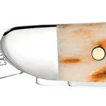 Case 00045 Peanut  2.10"/1.53" Folding Clip Point/Pen Plain Mirror Polished Tru-Sharp SS Blade, Peach Seed Jigged Amber Jigged Bone Handle