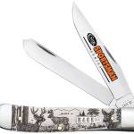 Case 81220 Trapper Sportsman Folding Clip Point/Spey Plain Mirror Polished Tru-Sharp SS Blade/Deer Embellished Natural Bone Handle