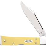 Case 30116 CopperLock  Mini 2.72" Folding Clip Point Plain Mirror Polished Carbon Steel Blade, Yellow Synthetic Handle