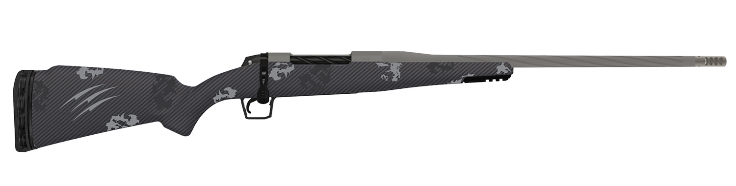 Fierce Firearms TWROG300PRC22GP Twisted Rogue Mini 300 PRC 22" Tungsten Cerakote Steel Threaded Barrel, Drilled & Tapped Steel Receiver, LR Negative Comb Phantom Camo Carbon Fiber Stock