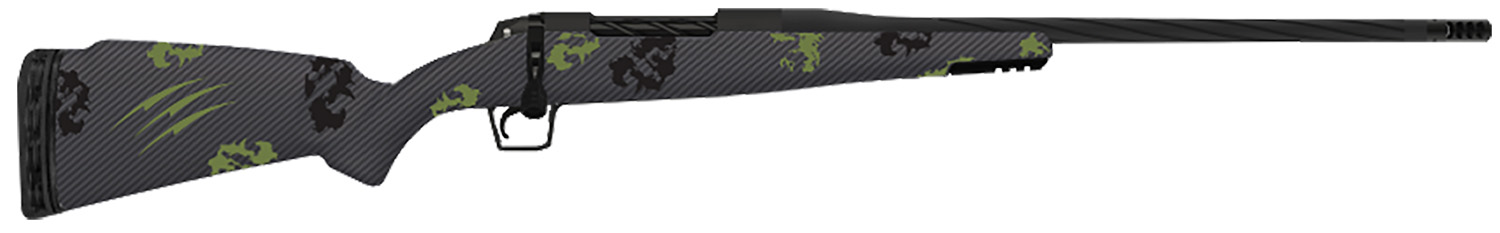 Fierce Firearms TWROG300WIN24BF Twisted Rogue 300 Win 24" Armour Lube Black Steel Threaded Barrel, Drilled & Tapped Steel Receiver, LR Negative Comb Forest Camo Carbon Fiber Stock