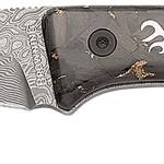 Browning 3220570B Rock  3.50" Fixed Drop Point Plain Acid Etch Damascus Blade, Carbon Fiber Handle