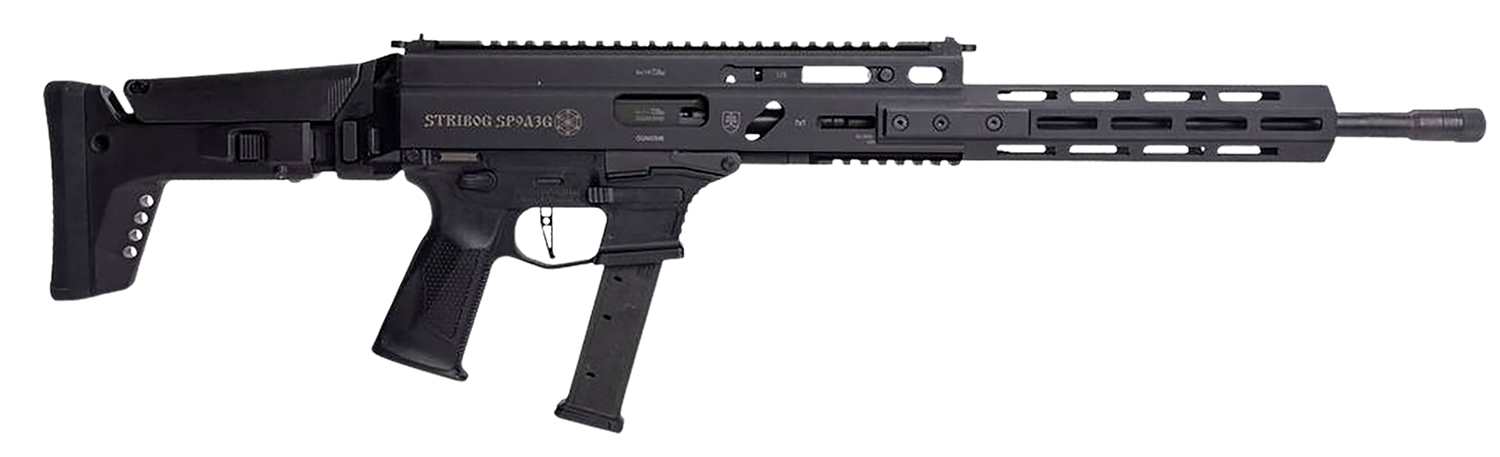 Grand Power 810091156094 Stribog SP9A3G 9mm Luger 16" Black Barrel, Black Receiver, Polymer Stock & Grip