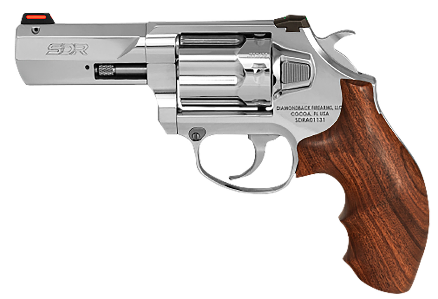 Diamondback DB075AS703 SDR  Sports South Exclusive 357 Mag/38 Special +P 6 Shot 3" Polished Stainless Steel Barrel, Cylinder & Frame, Hogue Wood Grip, Exposed Hammer