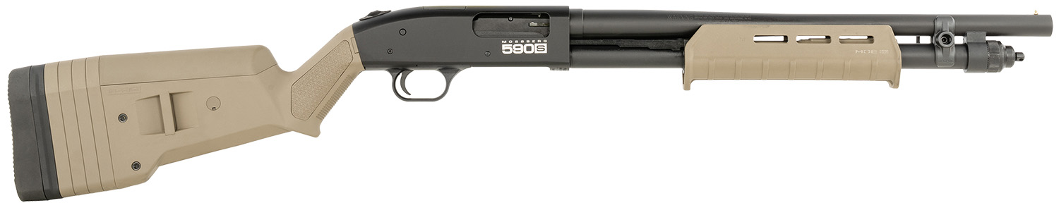 Mossberg 51608 590S  Compact 12 Gauge Pump 3" 9+1 18.50" Drilled & Tapped Receiver, Synthetic Stock
