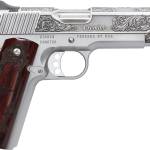 Cnc Firearms CNCPREMIER45 Kimber 1911 Premier 45 ACP 7+1 5" Stainless Steel Barrel, Stainless Steel Engraved Scrollwork/Serrated Slide, Stainless Steel Frame, Engraved Rosewood Grip