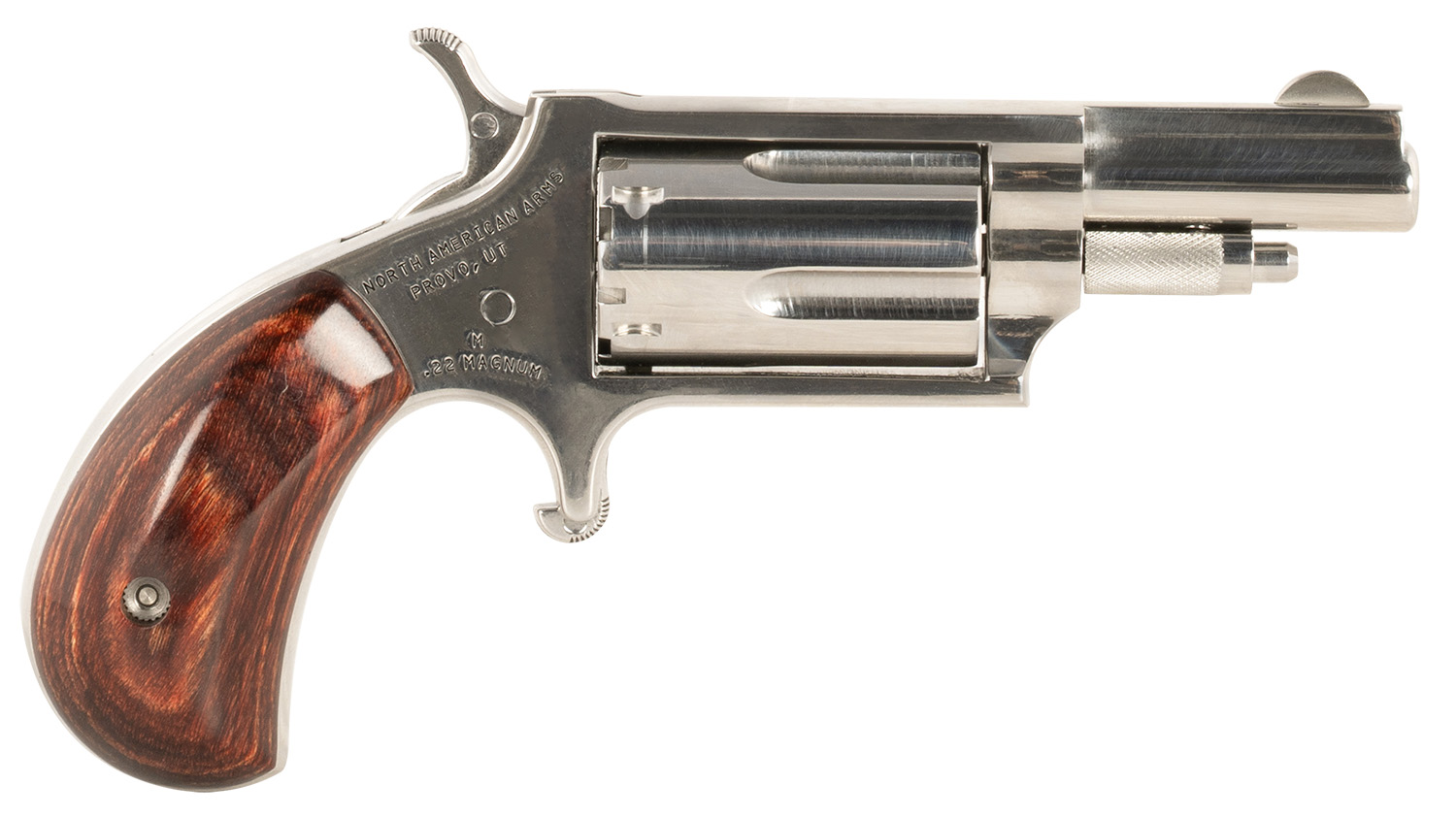 North American Arms 22MDLX LDLX  22 Mag 5 Shot 1.13" Polished Stainless Steel, Rosewood Grip, Exposed Hammer