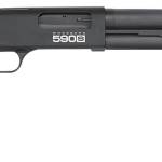 Mossberg 51609 590S  12 Gauge Pump 3" 10+1 18.50" Matte Blued Heavy Walled Barrel, Drilled & Tapped Black Receiver, Fixed Black Synthetic Stock
