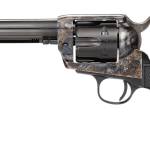 Taylors & Company 200110 1873 Pietta 9mm Luger 6 Shot 5.50" Blued Round Barrel, Blued Cylinder, Color Case Hardened Steel Frame, Black Checkered Plastic Navy Grip, Manual Safety, Exposed Hammer