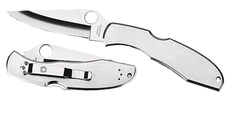 Spyderco C10S Endura 4  3.85" Folding Clip Point Part Serrated VG-10 SS Blade Satin Stainless Steel Handle Includes Pocket Clip