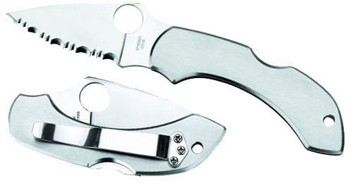 Spyderco C28P Dragonfly 2  2.31" Folding Clip Point Serrated VG-10 SS Blade Stainless Steel Handle Includes Pocket Clip