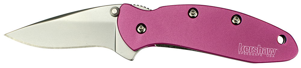 Kershaw 1600PINK Chive  1.90" Folding Drop Point Plain Bead Blasted 420HC SS Blade Pink Anodized Aluminum Handle Includes Pocket Clip
