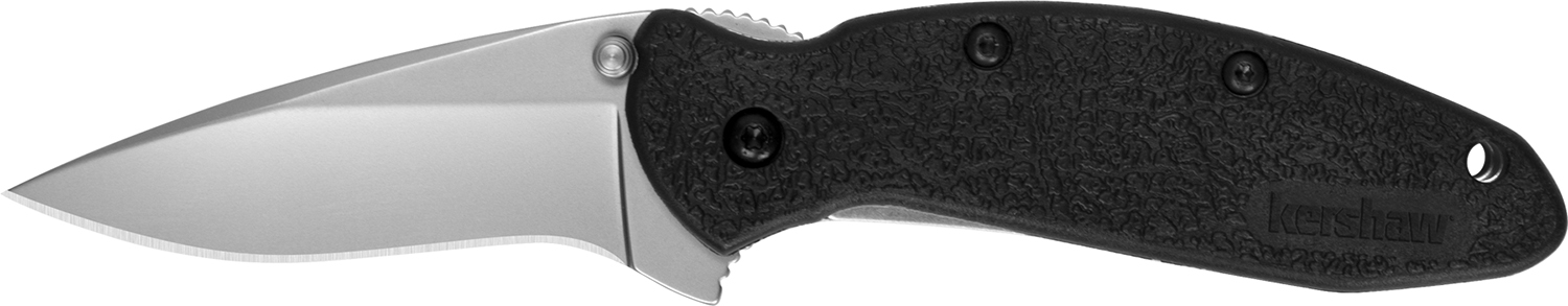 Kershaw 1620 Scallion  2.40" Folding Flipper Plain Bead Blasted 420HC SS Blade Black Glass-Filled Nylon Handle Includes Pocket Clip