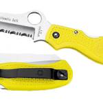Spyderco C89SYL Atlantic Salt  3.69" Folding Sheepsfoot Serrated H2 Steel Blade, Yellow FRN Handle, Includes Pocket Clip