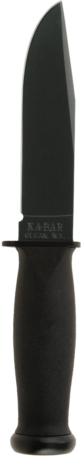Ka-Bar 2221 Mark I  5.13" Fixed Clip Point Plain Black 1095 Cro-Van Blade, Black Kraton G Handle, Includes Sheath