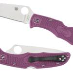 Spyderco C10FPPR Endura 4 Lightweight 3.75" Folding Clip Point Plain VG-10 SS Blade Purple Bi-Directional Texturing FRN Handle Includes Pocket Clip