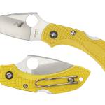 Spyderco C28SYL2 Dragonfly 2 Salt 2.25" Folding Clip Point Serrated H1 Steel Blade Yellow Bi-Directional Texturing FRN Handle Includes Pocket Clip