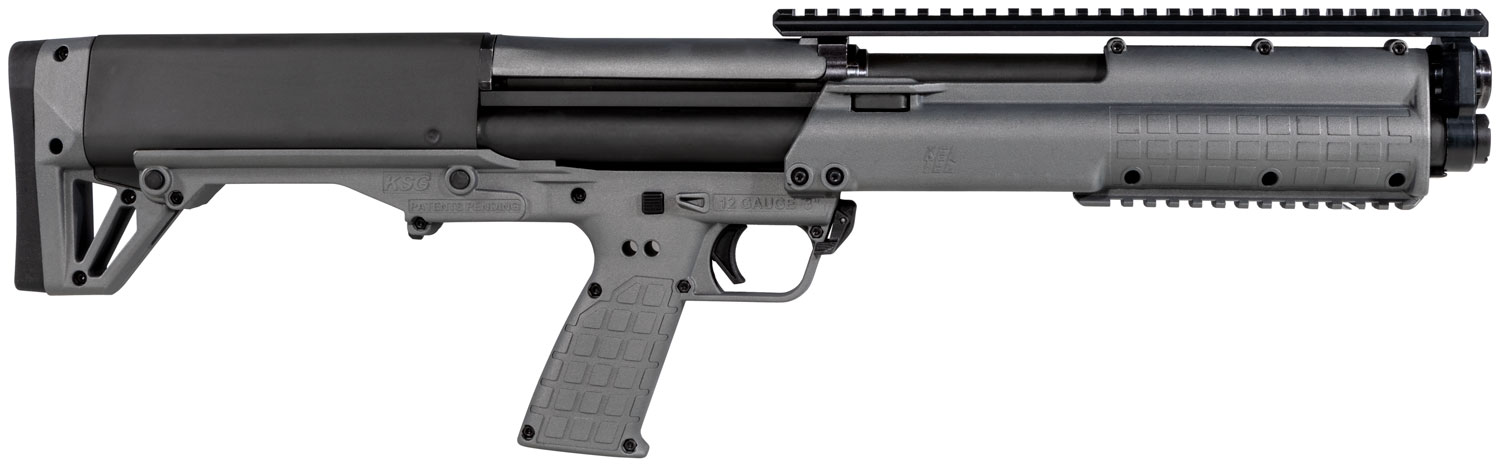 Kel-Tec KSGGY KSG  Sports South Exclusive 12 Gauge 14+1 3" 18.50" Barrel, Exclusive Tactical Gray Fixed Bullpup Stock, Includes Picatinny Rails