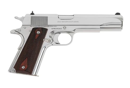 COLT GOVERNMENT 1911 38 SUPER - 5" 9RD BRIGHT STAINLESS ROSEWD