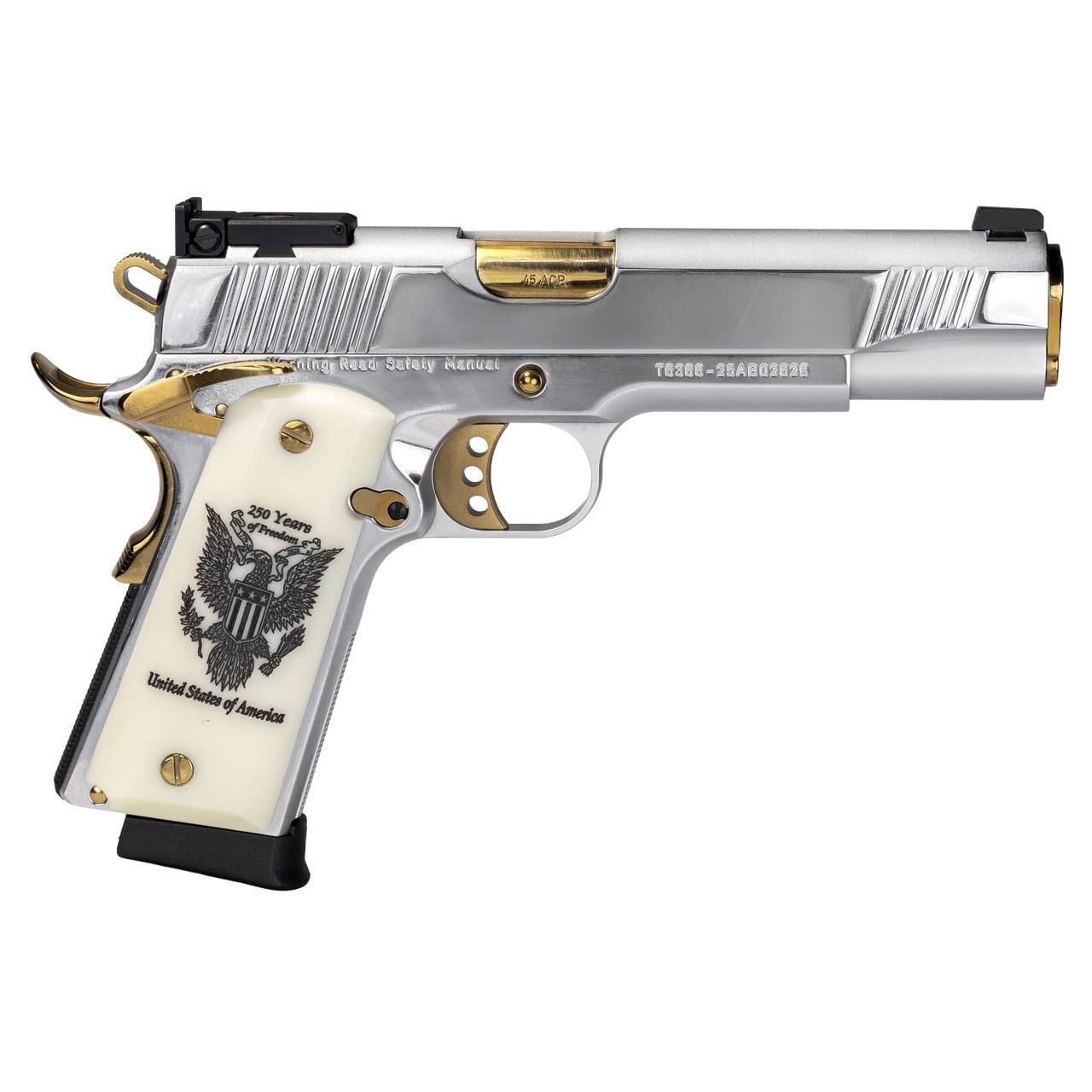 EAA Girsan MC1911 250th Anniversary Handgun .45 Auto 8rd Magazines(2) 5" Barrel Engraved Slide and Grips Hard Case