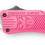 CobraTec Knives SPKCTK1SDS CTK-1 Small 2.75" OTF Drop Point Part Serrated D2 Steel Blade/ Pink Aluminum Handle Features Glass Breaker Includes Pocket Clip