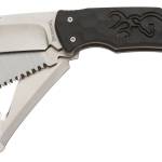 Browning 3220430 Primal Kodiak Slim 3.75" Folding Drop Point/Gut Hook/Saw 8Cr13MoV SS Blade Black Polymer w/Rubber Overmold Handle Includes Nylon Belt Pouch