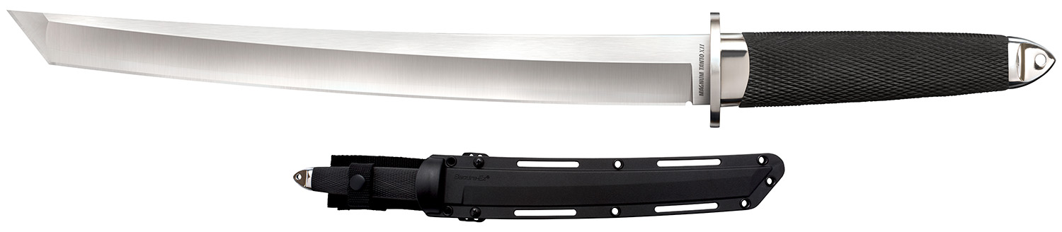Cold Steel CS35AE Magnum Tanto XII  12" Fixed Tanto Plain Satin VG-10 San Mai Blade/Black Textured/Oval Kray-Ex Handle Includes Sheath