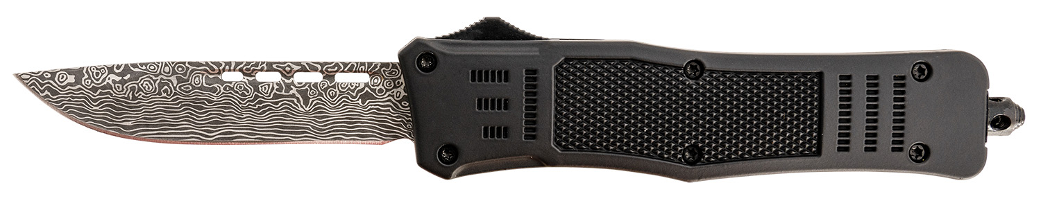 Steel River Knives T618BDDP Spartan  Medium 3.25" Drop Point Plain Laser Etched Damascus 440C SS Blade/4.50" Black Aluminum Zinc Alloy Handle