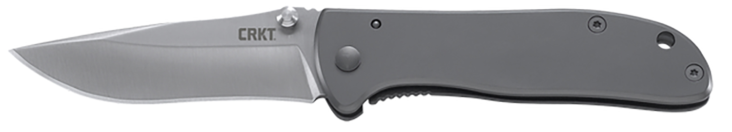 CRKT 6450S Drifter  EDC 2.88" Folding Drop Point Plain Satin 8Cr14MoV SS Blade, Silver Stainless Steel Handle