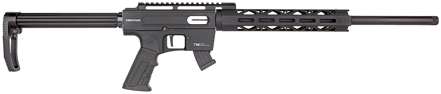 Derya Firearms TM22.METAL.20 TM22 Metal 22 LR 10+1 20" Black Threaded Barrel, Black Anodized Aluminum Receiver w/Picatinny Rail Receiver, Black Fixed Aluminum Stock, Black Polymer Grip