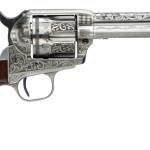 Taylors & Company 550898 1873 Cattleman 45 Colt (LC) Caliber with 5.50" Barrel, 6rd Capacity Cylinder, Overall White Photo Engraved Finish Steel & Walnut Grip