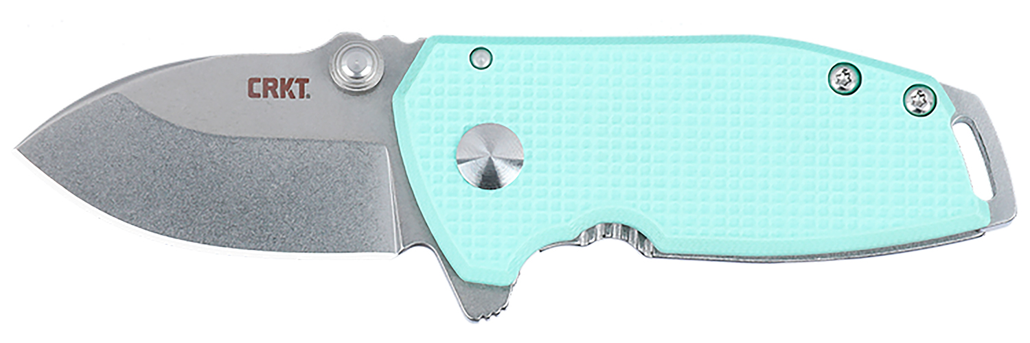 CRKT 2485B SQUID  Compact 1.75" Folding Drop Point Plain Stonewashed D2 Steel Blade, Blue G10/SS Handle