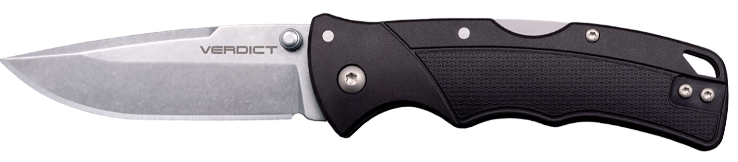Cold Steel CSFLC3SPSSZ Verdict  EDC 3" Tanto Plain Folding 4116 Krupp SS Blade, Black Textured GFN Handle