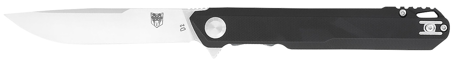 CobraTec Knives CTMONBLK Monarch  3.50" Folding Plain Satin D2 Steel Blade, 4.75" Black G10 Handle