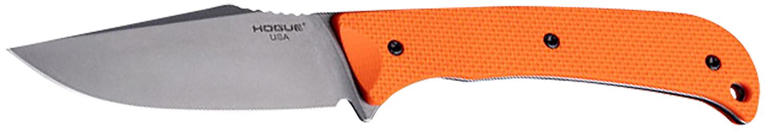 Hogue 35860 Extrak  3.30" Fixed Clip Point Plain Stone Tumbled CPM M4 Tool Steel Blade, Blaze Orange Textured G10 Scales Handle